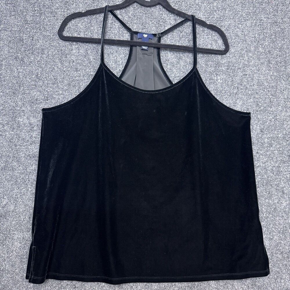 GAP  Velvet Racerback Tank Top XL Black Sleeveless